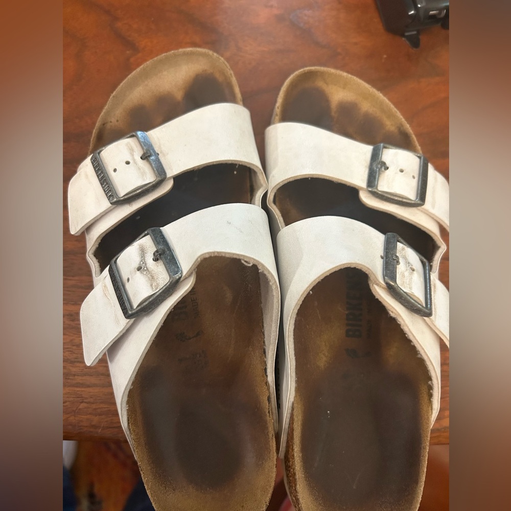 Birkenstock White Sandals with Dual Buckles